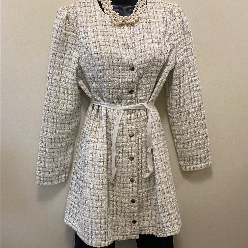 NWT RIHOAS white & gold tweed dress jacket size m
